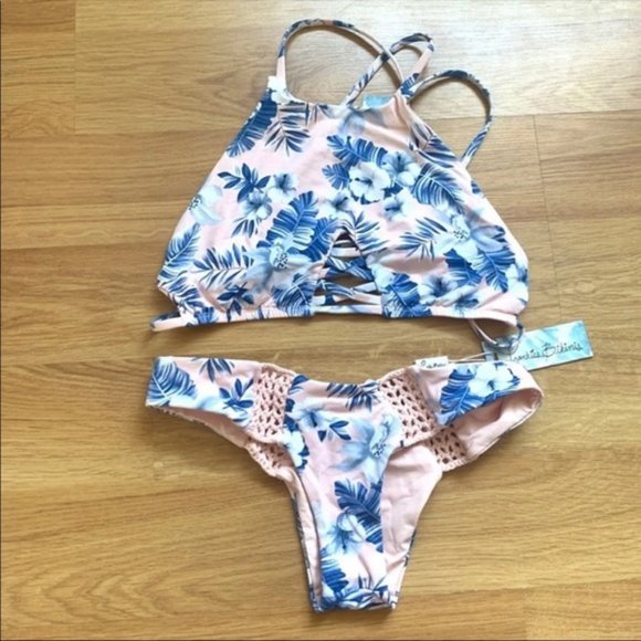 Frankie's Bikinis Swim Frankies Bikinis Hawaiian Blush Top Bottom